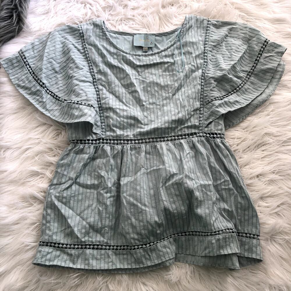 NWOT Skies are Blue striped flutter sleeve Blouse, Size Medium, M